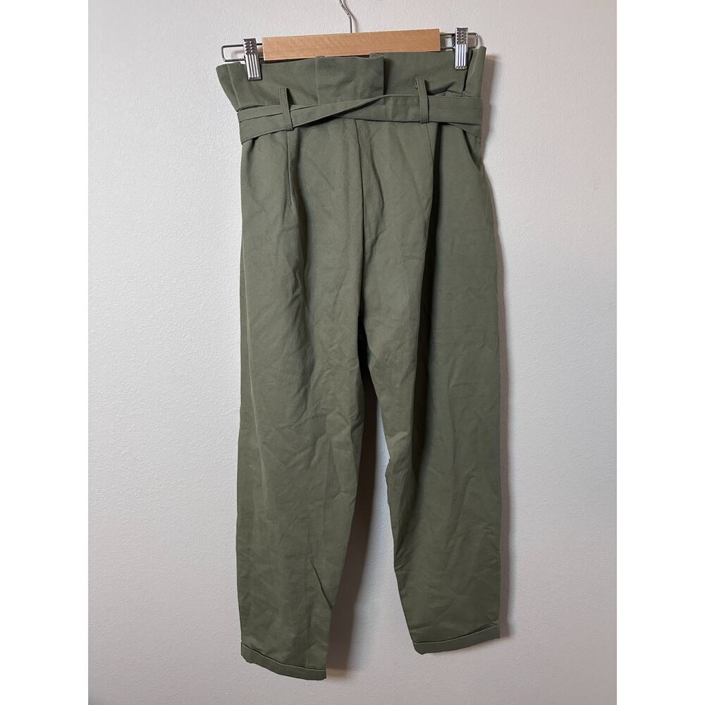 Sans Souci womens size medium green high waist tapered belted wide leg pants - Picture 4 of 5